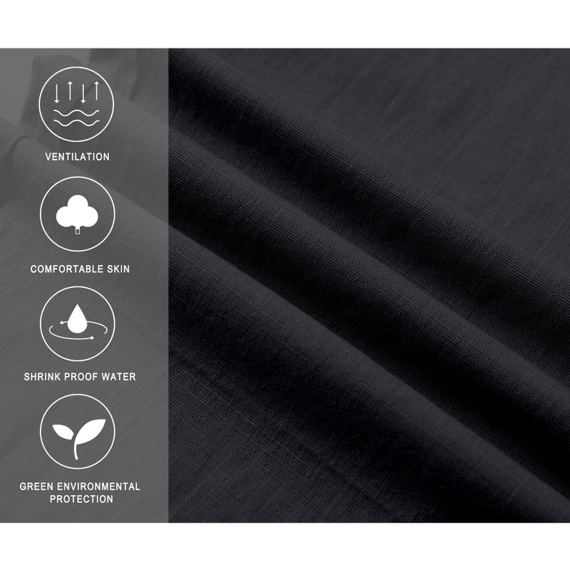 Janmid Men Casual Beach Trousers Linen Summer Pants Black 2XL - Image 5